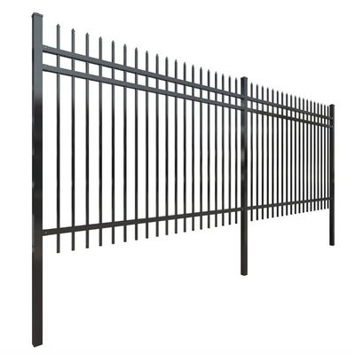 Modern Zinc Steel Metal Piket Pagar Hitam Galvanis 6x8 Keamanan Logam Flat Top Steel Pagar